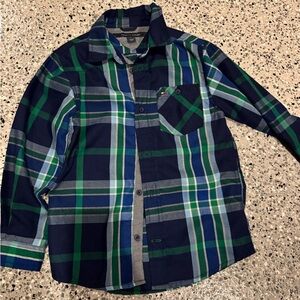 Tommy Hilfiger Navy and Green Plaid Shirt